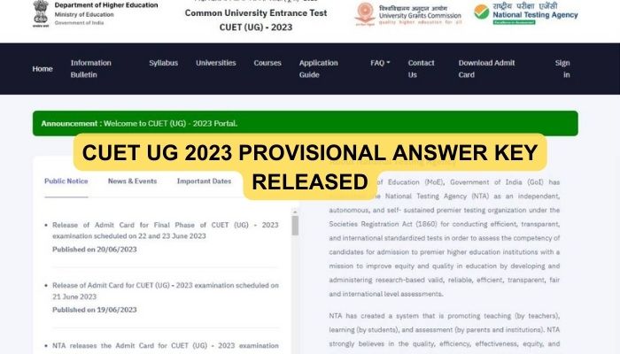 CUET UG 2023 Final Answer Key Released