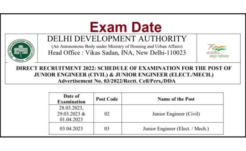 DDA Admit Card 2023 Exam Date